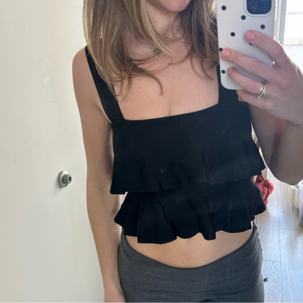 Zara Black Ruffle Crop Top